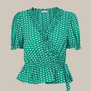 Whistles Green Elephant Print Wrap Top (Brand New in Tag)